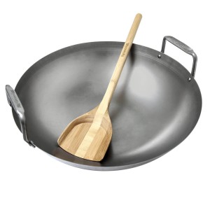 Wok ze Stali Węglowej ze szpatułką do Big Green Egg large XLarge (Carbon Steel Wok 120779)