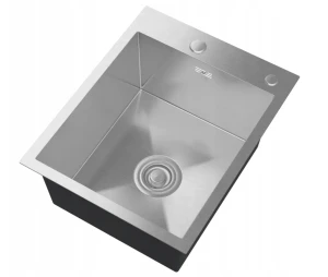 Zlew Stalowy Jednokomorowy Chrom Bateria + Syfon /40 x 50 cm/