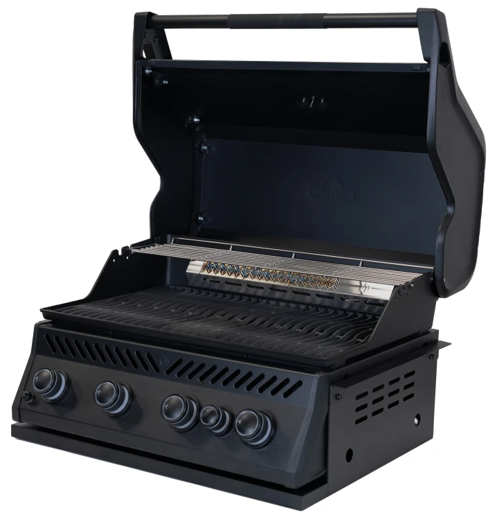 Polgrill-BIR32RBPMK-grill-do-zabudowy-napoleon-czarny-mat-otwarty-bok-dobregrille.webp