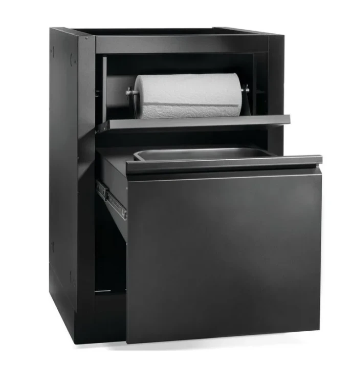 polgrill-napoleon-IM-WDC-MK-1-szafka-z-koszem-na-smieci-oasis-czarny-mat-otwarta.webp