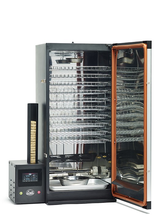 Bradley smoker z otwartymi drzwiczkami