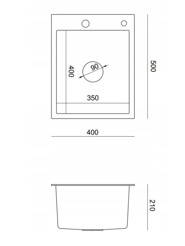 wymiary zlew stalowy jednokomorowy